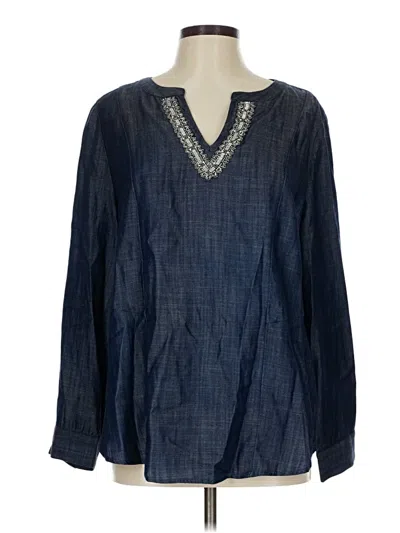 Pre-owned Chico's Long Sleeve Blouse In Blue