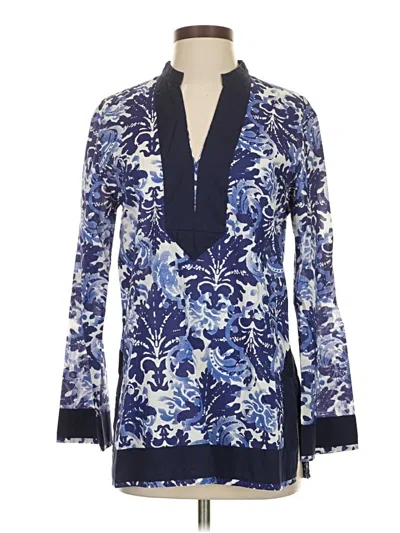 Pre-owned Chico's Long Sleeve Blouse In Blue