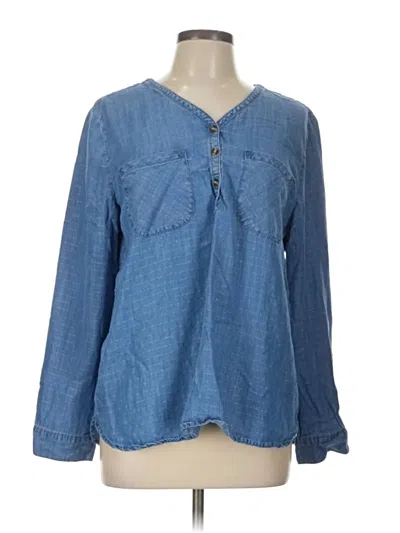 Pre-owned Chico's Long Sleeve Blouse In Blue