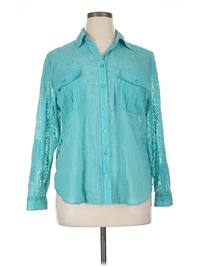 Pre-owned Chico's Long Sleeve Blouse In Blue