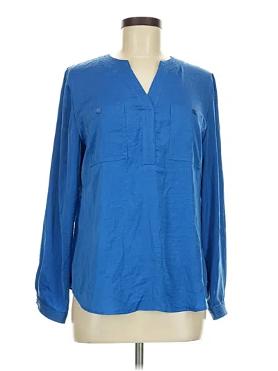 Pre-owned Chico's Long Sleeve Blouse In Blue