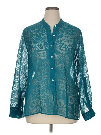 Pre-owned Chico's Long Sleeve Blouse In Blue