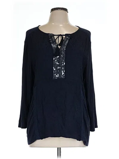 Pre-owned Chico's Long Sleeve Blouse In Blue