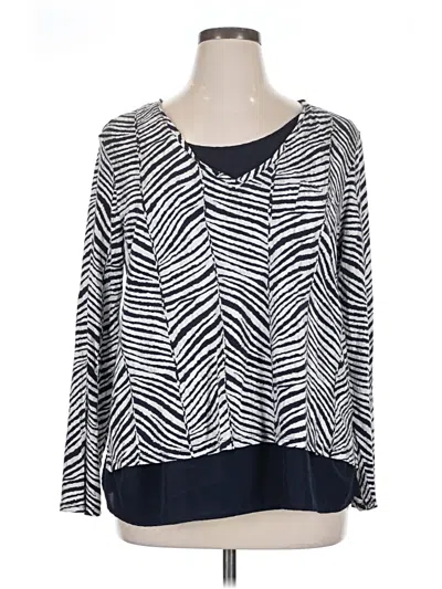 Pre-owned Chico's Long Sleeve Blouse In Blue