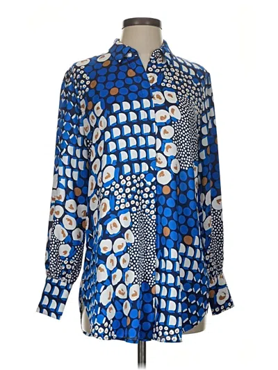 Pre-owned Chico's Long Sleeve Blouse In Blue
