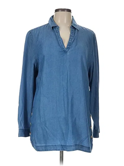 Pre-owned Chico's Long Sleeve Blouse In Blue