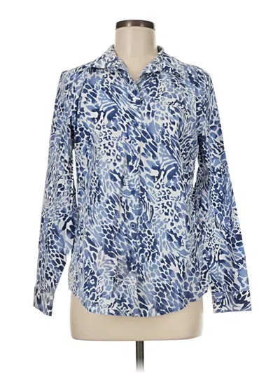 Pre-owned Chico's Long Sleeve Blouse In Blue