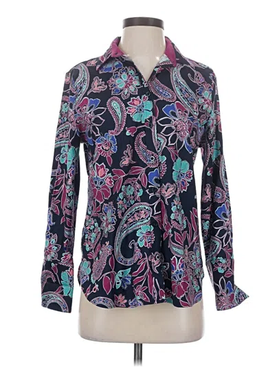 Pre-owned Chico's Long Sleeve Blouse In Blue