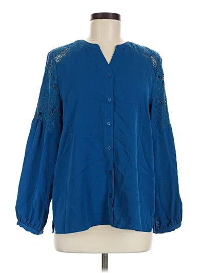 Pre-owned Chico's Long Sleeve Blouse In Blue