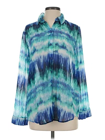 Pre-owned Chico's Long Sleeve Blouse In Blue