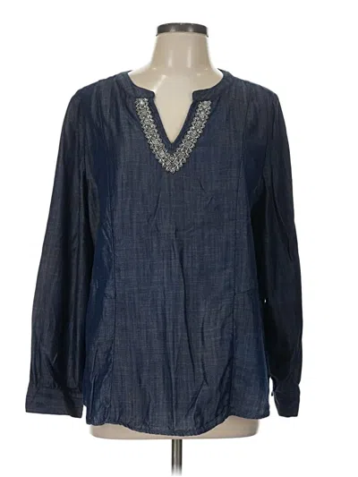 Pre-owned Chico's Long Sleeve Blouse In Blue