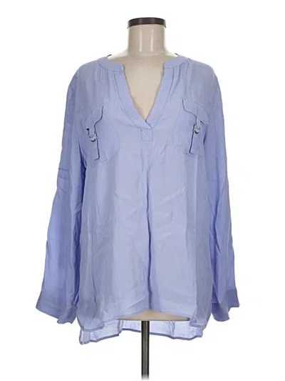 Pre-owned Chico's Long Sleeve Blouse In Blue