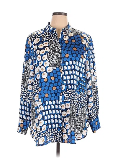 Pre-owned Chico's Long Sleeve Blouse In Blue