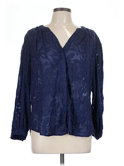 Pre-owned Chico's Long Sleeve Blouse In Blue