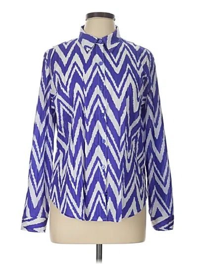 Pre-owned Chico's Long Sleeve Blouse In Blue