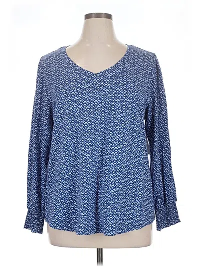 Pre-owned Chico's Long Sleeve Blouse In Blue
