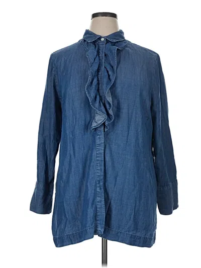 Pre-owned Chico's Long Sleeve Blouse In Blue