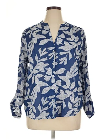 Pre-owned Chico's Long Sleeve Blouse In Blue
