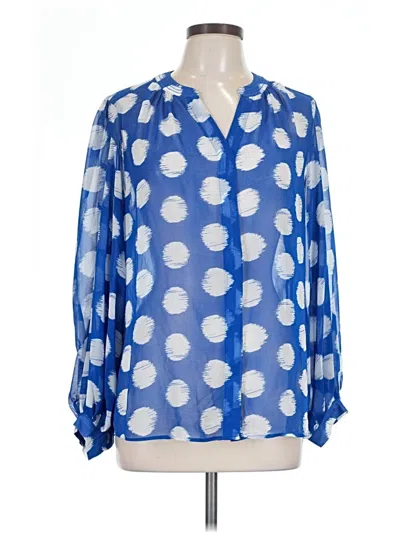 Pre-owned Chico's Long Sleeve Blouse In Blue