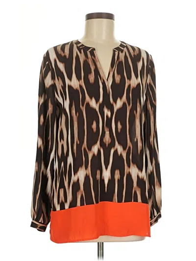 Pre-owned Chico's Long Sleeve Blouse In Brown