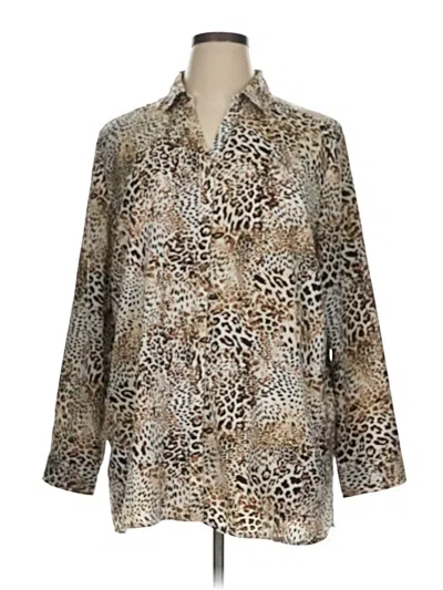 Pre-owned Chico's Long Sleeve Blouse In Brown