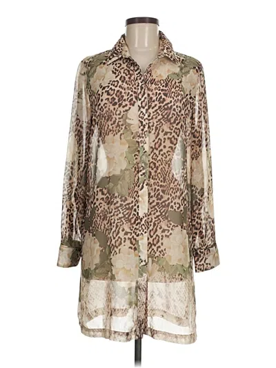 Pre-owned Chico's Long Sleeve Blouse In Brown