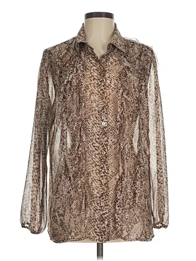 Pre-owned Chico's Long Sleeve Blouse In Brown