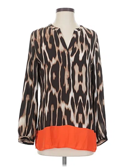 Pre-owned Chico's Long Sleeve Blouse In Brown