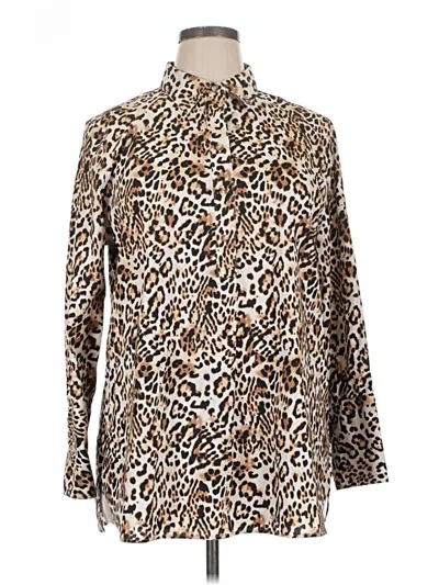 Pre-owned Chico's Long Sleeve Blouse In Brown