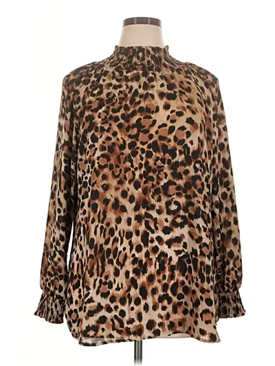 Pre-owned Chico's Long Sleeve Blouse In Brown