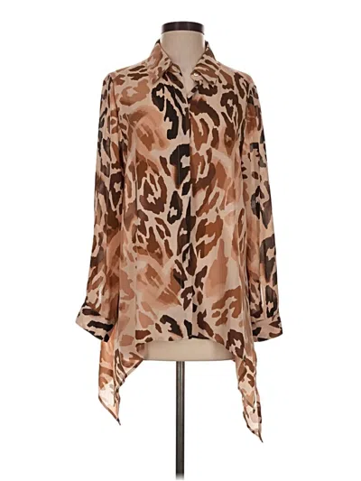 Pre-owned Chico's Long Sleeve Blouse In Brown