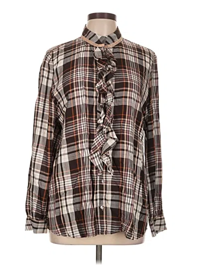 Pre-owned Chico's Long Sleeve Blouse In Brown