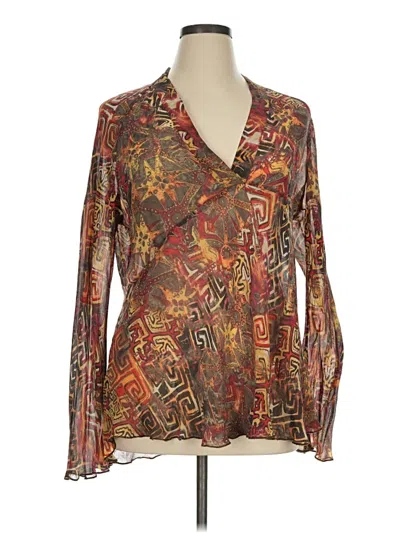 Pre-owned Chico's Long Sleeve Blouse In Brown