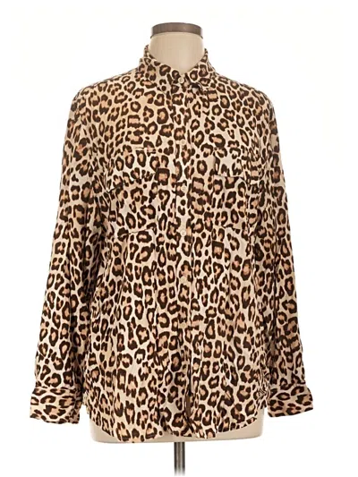 Pre-owned Chico's Long Sleeve Blouse In Brown