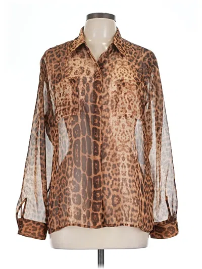 Pre-owned Chico's Long Sleeve Blouse In Brown