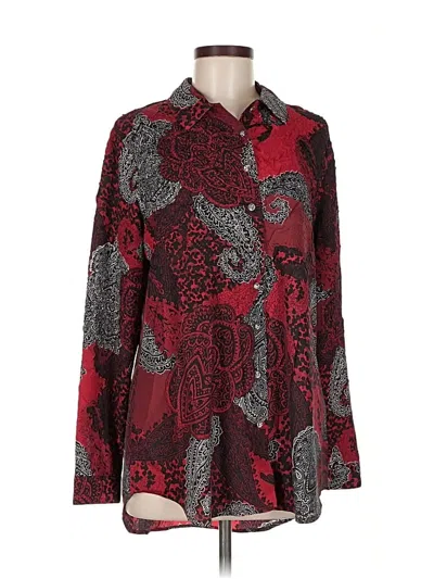 Pre-owned Chico's Long Sleeve Blouse In Burgundy