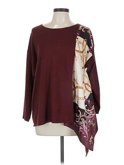 Pre-owned Chico's Long Sleeve Blouse In Burgundy