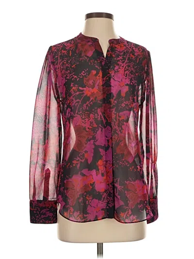 Pre-owned Chico's Long Sleeve Blouse In Burgundy
