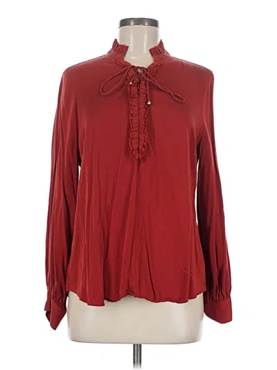 Pre-owned Chico's Long Sleeve Blouse In Burgundy