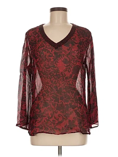 Pre-owned Chico's Long Sleeve Blouse In Burgundy
