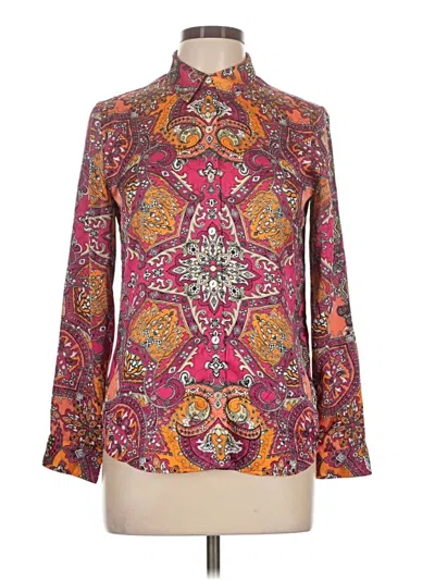 Pre-owned Chico's Long Sleeve Blouse In Burgundy