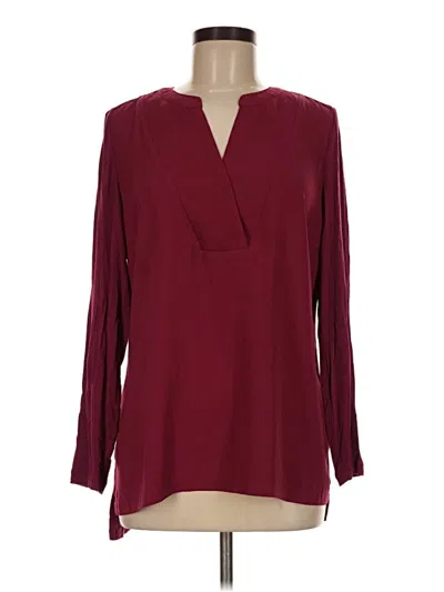 Pre-owned Chico's Long Sleeve Blouse In Burgundy