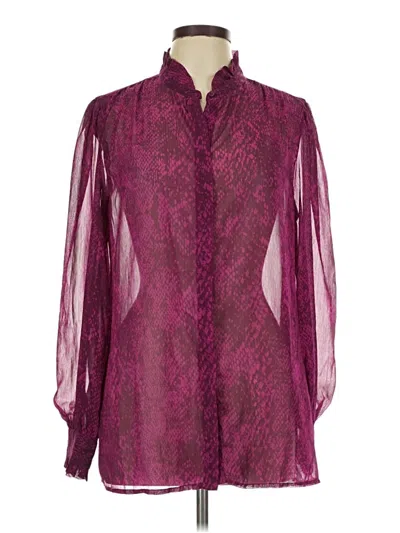 Pre-owned Chico's Long Sleeve Blouse In Burgundy