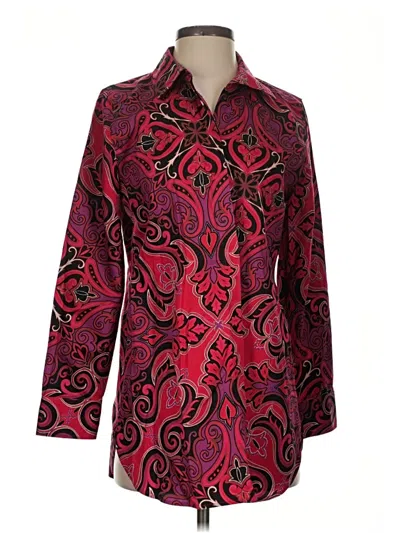 Pre-owned Chico's Long Sleeve Blouse In Burgundy