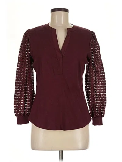 Pre-owned Chico's Long Sleeve Blouse In Burgundy