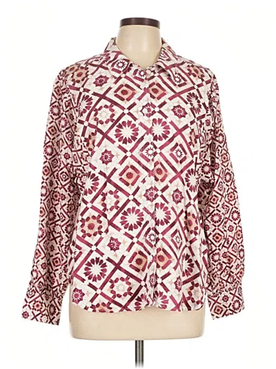 Pre-owned Chico's Long Sleeve Blouse In Burgundy