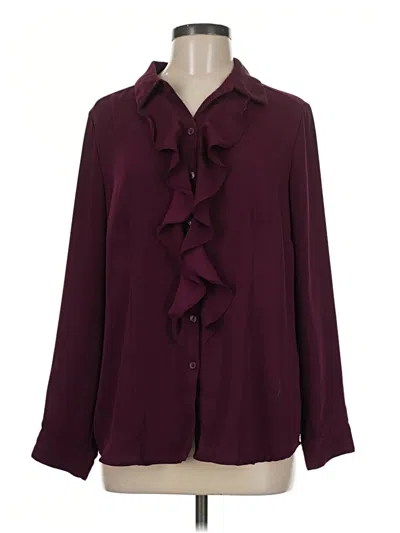Pre-owned Chico's Long Sleeve Blouse In Burgundy