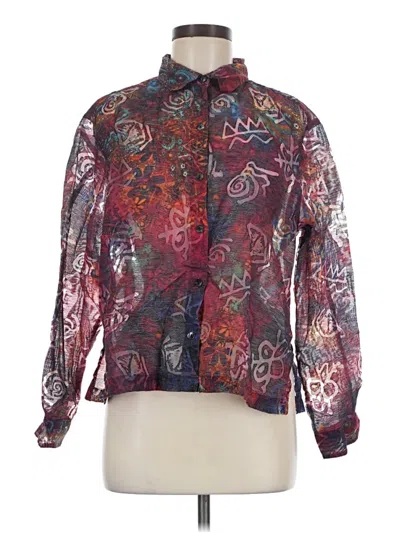 Pre-owned Chico's Long Sleeve Blouse In Burgundy