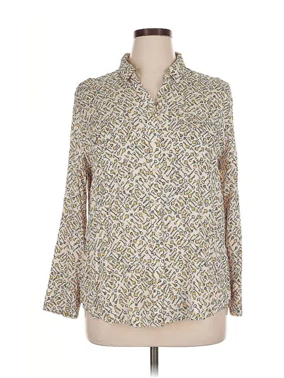 Pre-owned Chico's Long Sleeve Blouse In Gold