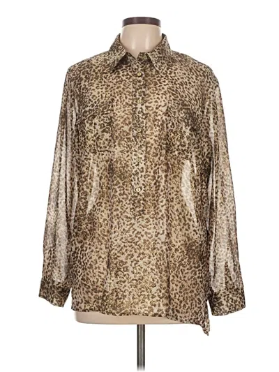 Pre-owned Chico's Long Sleeve Blouse In Gold